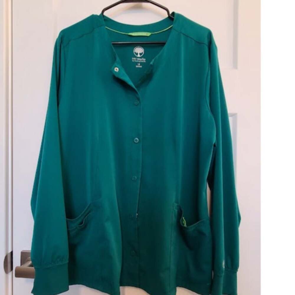 HH Works Healing Hands Deluxe Scrub Set Hunter Green XL Top, Jacket, L TALL Pant
